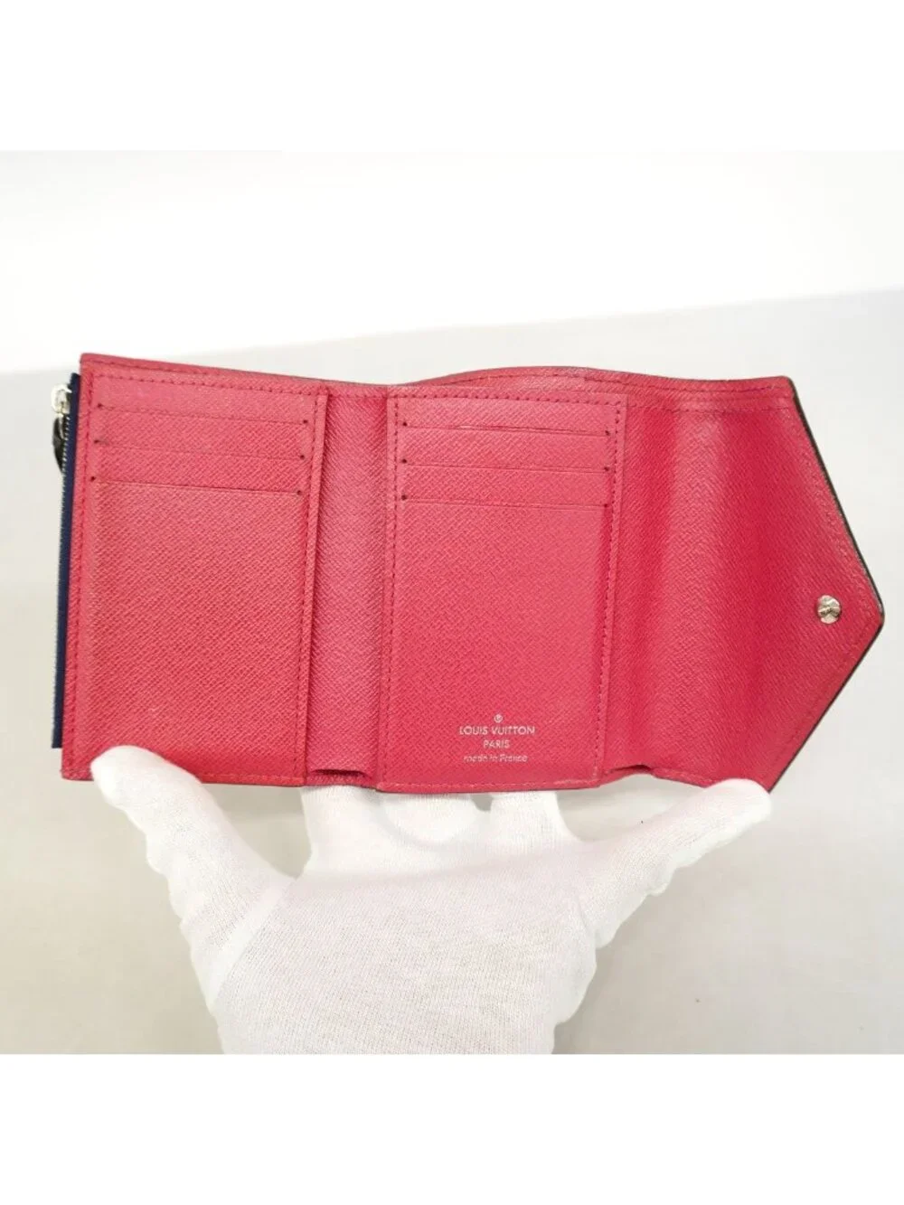 Louis Vuitton Trifold Wallet Epi Portefeuille Victorine Pink Andigo Blue